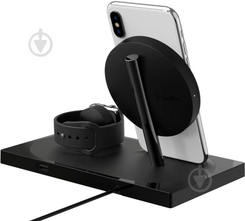 Беспроводное зарядное устройство Belkin 2-in-1 Wireless Pad/Stand/Apple Watch (F8J234VFBLK-APL) - фото 3