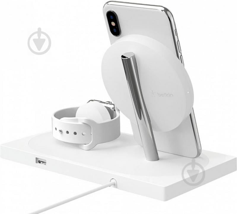 Беспроводное зарядное устройство Belkin 2-in-1 Wireless Pad/Stand/Apple Watch (F8J234VFWHT-APL) - фото 4