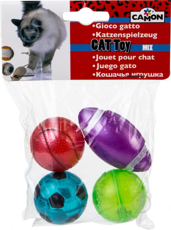 Игрушка для котов Camon Мяч Sport 4 шт. разноцветный - фото 2