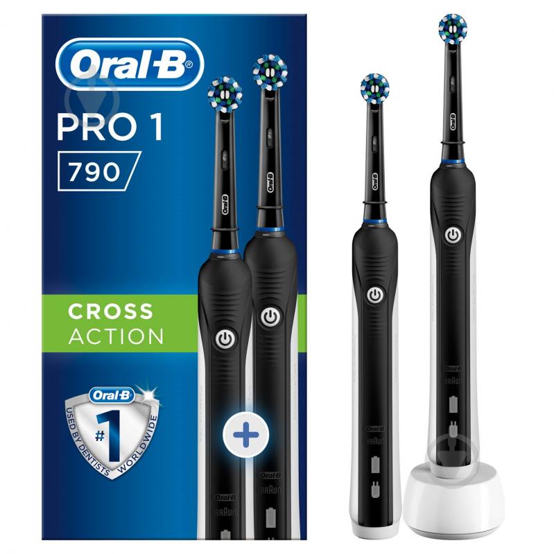 Набір електричних зубних щіток Oral-B PRO Braun 1/790 1+1 Black - фото 1