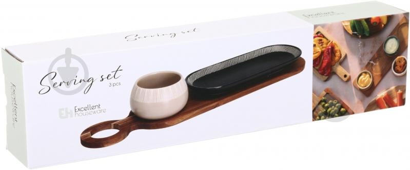 Менажниця Excellent Houseware Long stone на підставці 3 предмета - фото 6