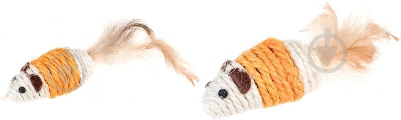 Игрушка для котов Camon Мышка с перьями 2 шт. разноцветный - фото 1