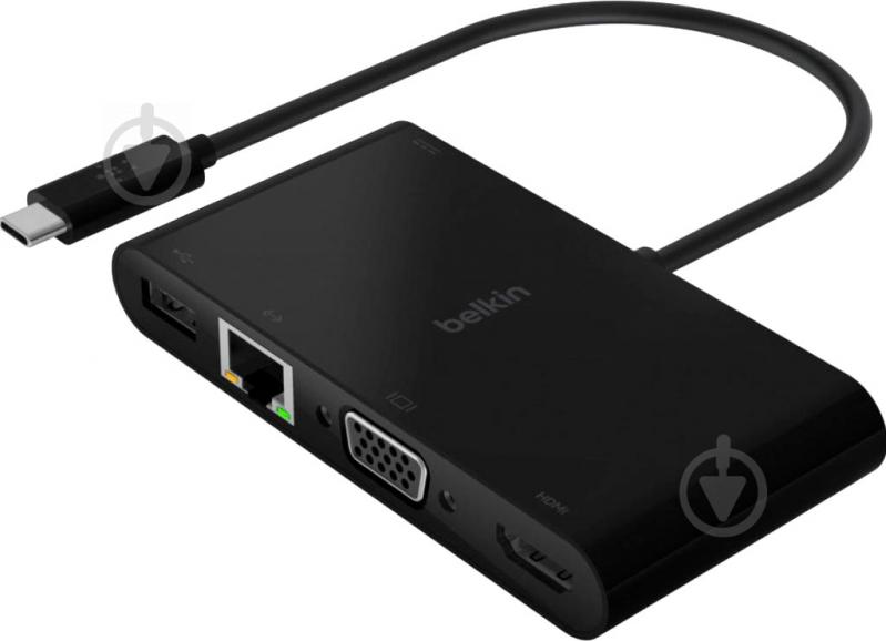 Адаптер Belkin USB-C - Ethernet/HDMI/VGA/USB-A чорний (AVC004BTBK) - фото 1