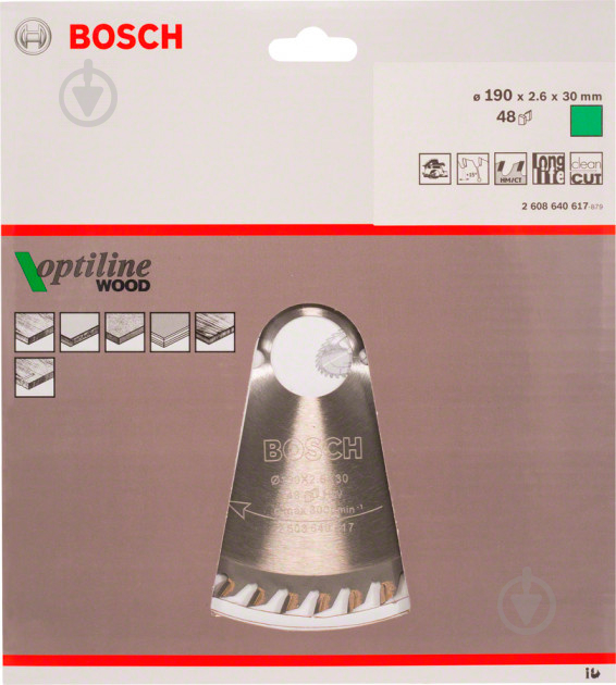 Пиляльний диск Bosch OPTILINE 190x30x2,6 Z48 2608640617 - фото 2