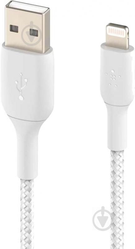 Кабель Belkin USB-A - Lightning BRAIDED 1 м білий (CAA002BT1MWH) - фото 3