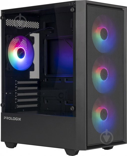 Корпус PrologiX E107 Tempered Glass Black без Бп - фото 1