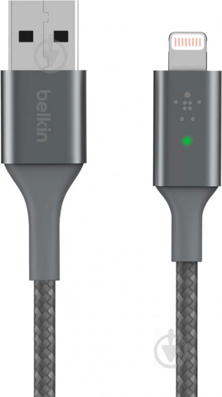 Кабель Belkin USB-A - Lightning BRAIDED 1,2 м сірий (CAA007BT04GR) - фото 2