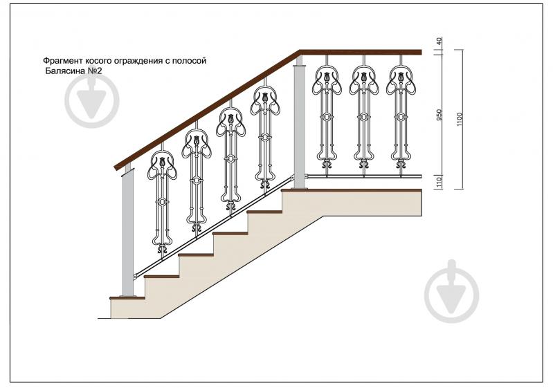 Стойка кованная Бастион №2 950х230 мм - фото 6 Стойка кованная Бастион №2 950х230 мм - фото 6