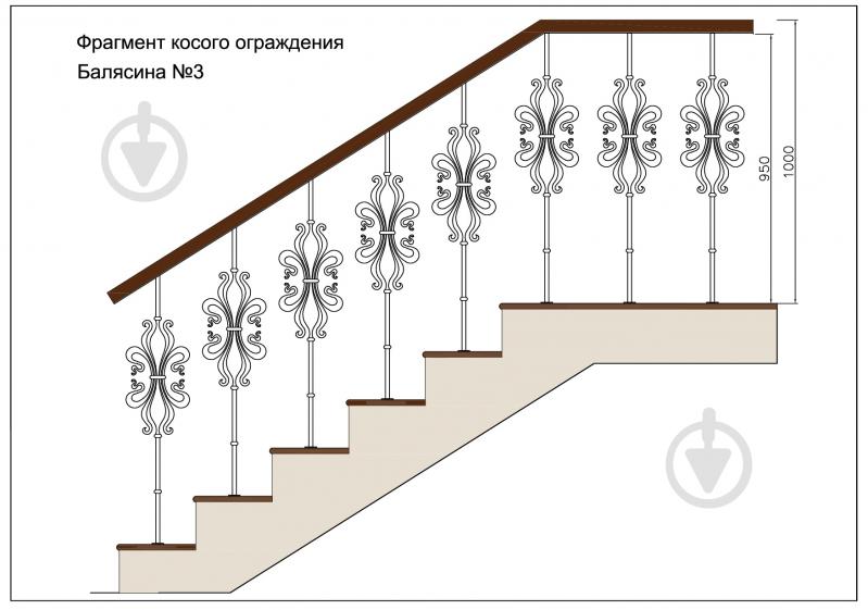 Стойка кованная Бастион №3 950х230 мм - фото 3 Стойка кованная Бастион №3 950х230 мм - фото 3