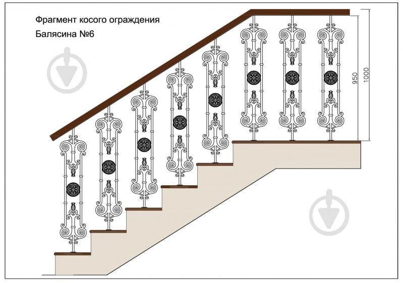 Стойка кованная Бастион №6 950х201 мм - фото 3 Стойка кованная Бастион №6 950х201 мм - фото 3