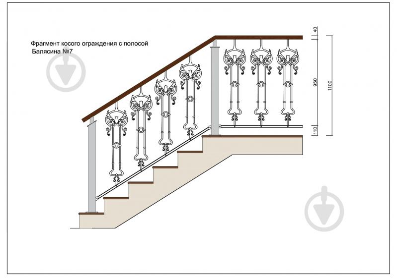 Стойка кованная Бастион №7 950х244,5 мм - фото 6