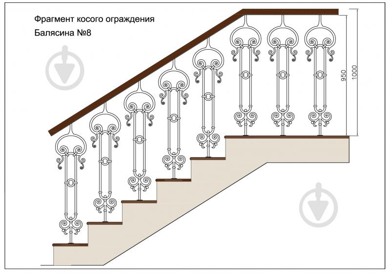 Стійка кована Бастіон №8 950х244,5 мм - фото 3