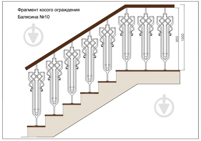 Стойка кованная Бастион №10 950х230 мм - фото 3