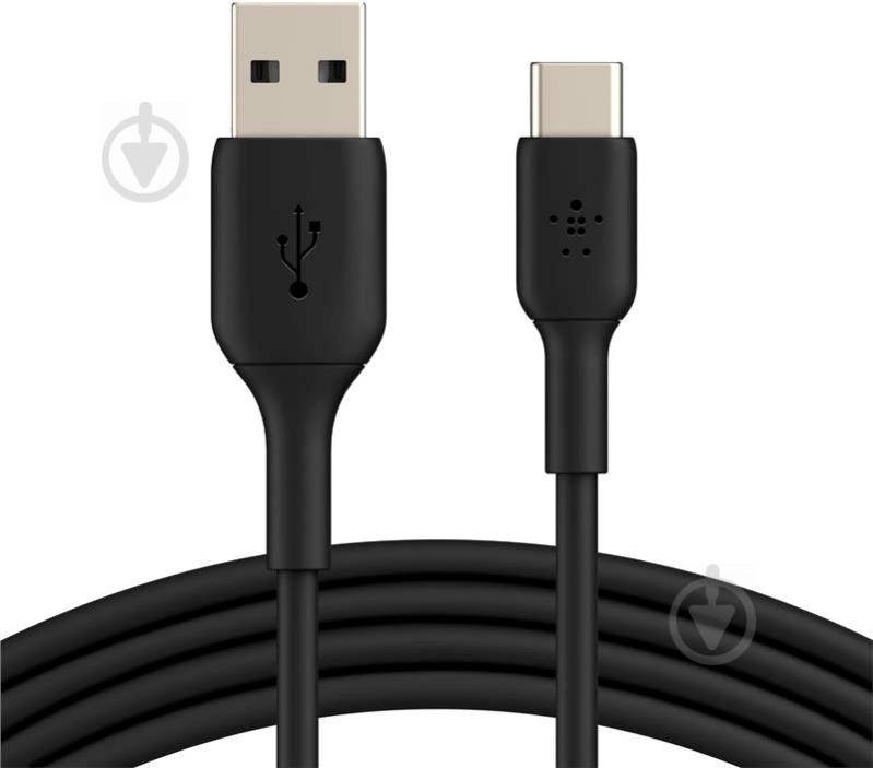 Кабель Belkin USB-A - USB-С, PVC 2 м чорний (CAB001BT2MBK) - фото 1