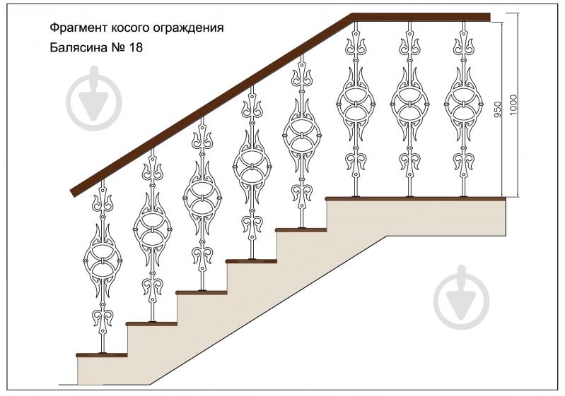 Стійка кована Бастіон №18 950x213,5 мм - фото 3