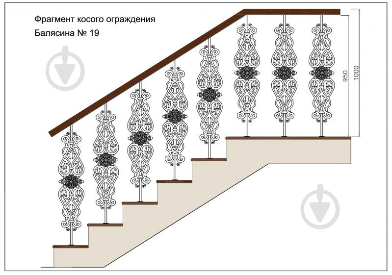 Стойка кованная Бастион №19 950x201 мм - фото 3