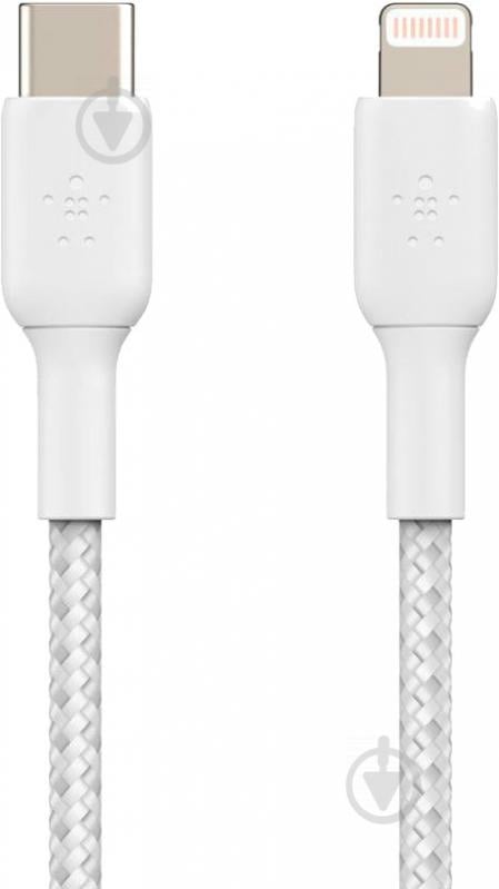 Кабель Belkin USB-С - Lightning, BRAIDED 1 м белый (CAA004BT1MWH) - фото 3