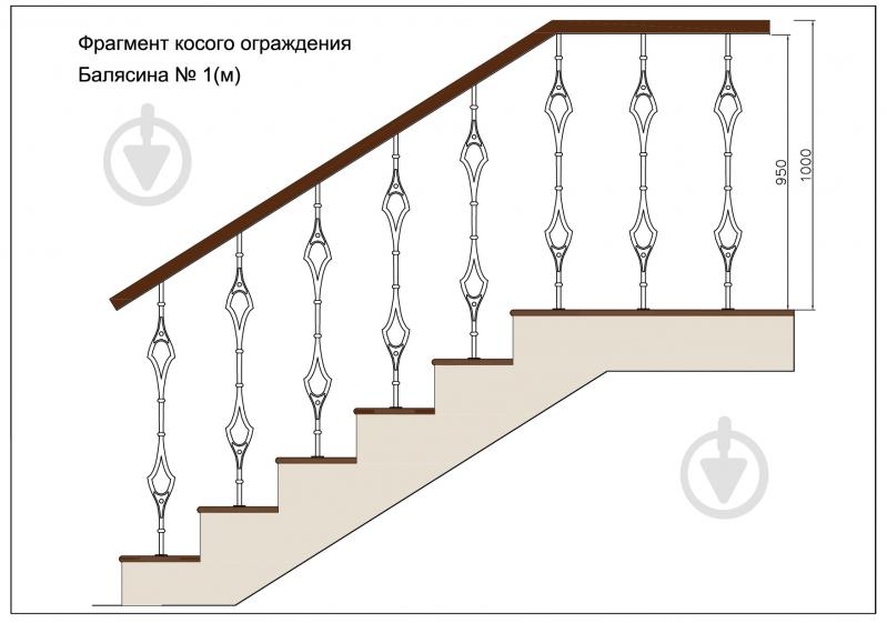 Стойка кованная Бастион №1м 950х95,5 мм - фото 3
