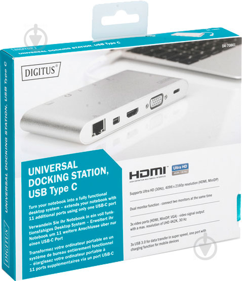 Адаптер Digitus Universal Docking Station USB Type-C білий (DA-70861) - фото 4