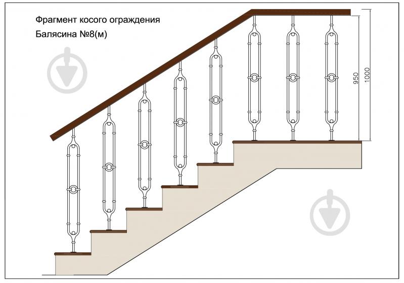 Стойка кованная Бастион №8-м 950x90 мм - фото 3