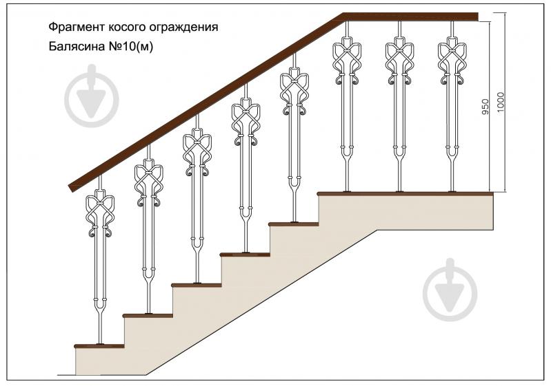Стойка кованная Бастион №10-м 950x155,5 мм - фото 3