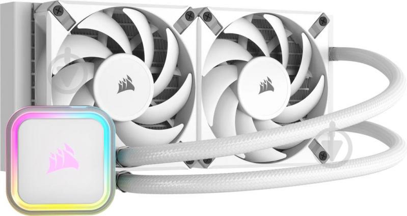 Система водяного охолодження Corsair iCUE H100i RGB Elite Liquid CPU Cooler White (CW-9060078-WW) - фото 1