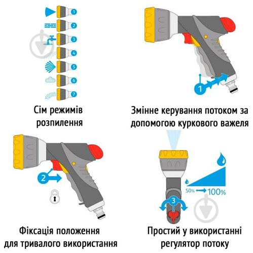 Набір для поливу Hozelock пістолет-розпилювач+конектори 5010646059169 - фото 2
