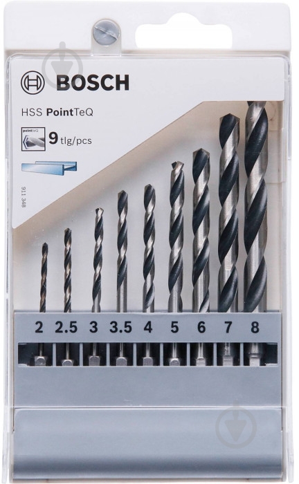 Набор сверл Bosch PointTeQ 2-8 мм 9 шт. 2607002826 - фото 1 Набор сверл Bosch PointTeQ 2-8 мм 9 шт. 2607002826 - фото 1