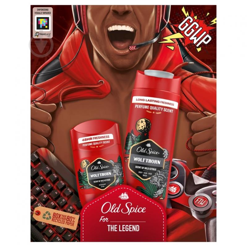 Подарунковий набір для чоловіків Old Spice "Gamer": Гель для душу 3-в-1Wolfthorn 250 мл + Твердий дезодорант Wolfthorn 50 мл - фото 2