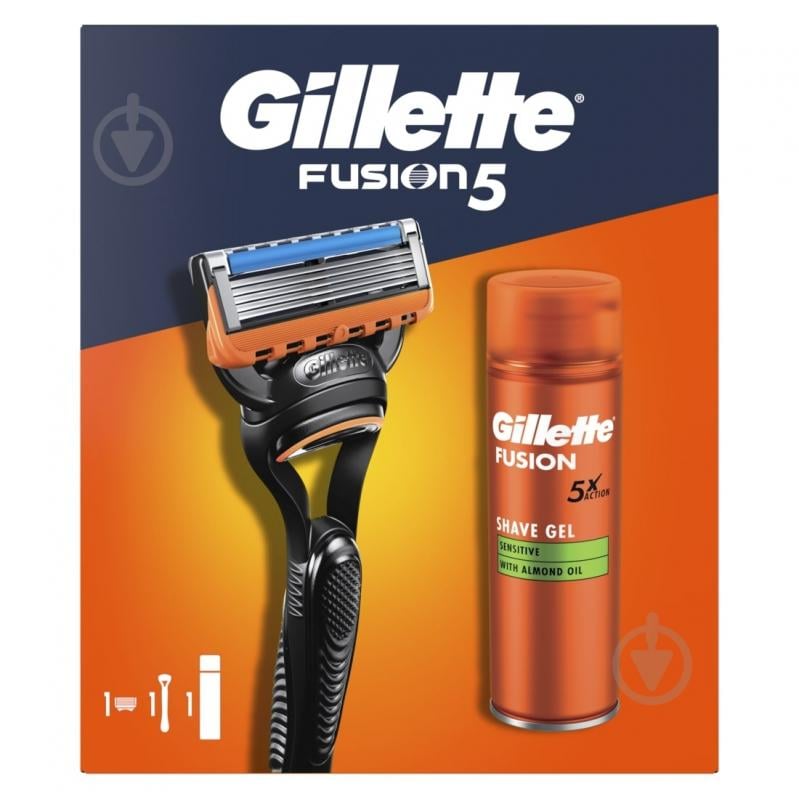 Подарунковий набір для чоловіків GILLETTE Станок для гоління Fusion5 з 1 змінним картриджем + - фото 2