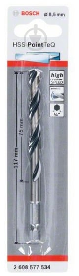Сверло Bosch HSS PointTeQ HEX 8.5 x 117 мм 1 шт. 2608577534 - фото 2 Сверло Bosch HSS PointTeQ HEX 8.5 x 117 мм 1 шт. 2608577534 - фото 2