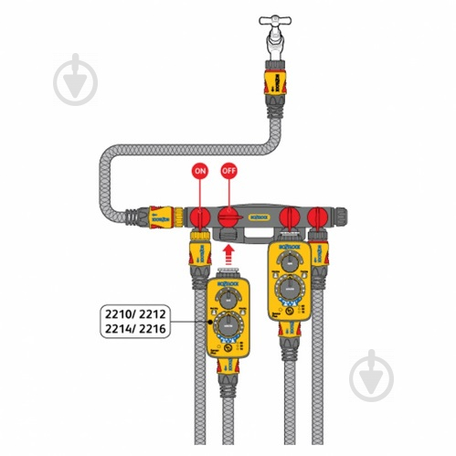 Розподільник Hozelock чотирипотоковий + 2 коннектори - фото 2