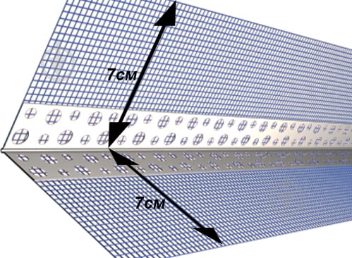 Уголок ПВХ фасадный перфорированный с сеткой ШТУКАТУР 70х70 мм 3,0 м - фото 3