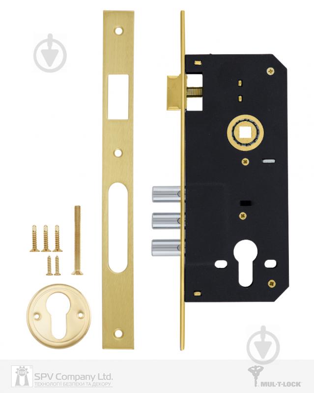Дверний замок вхідний Mul-T-Lock 204S PB UNIV BS45мм85мм SP золотий - фото 4