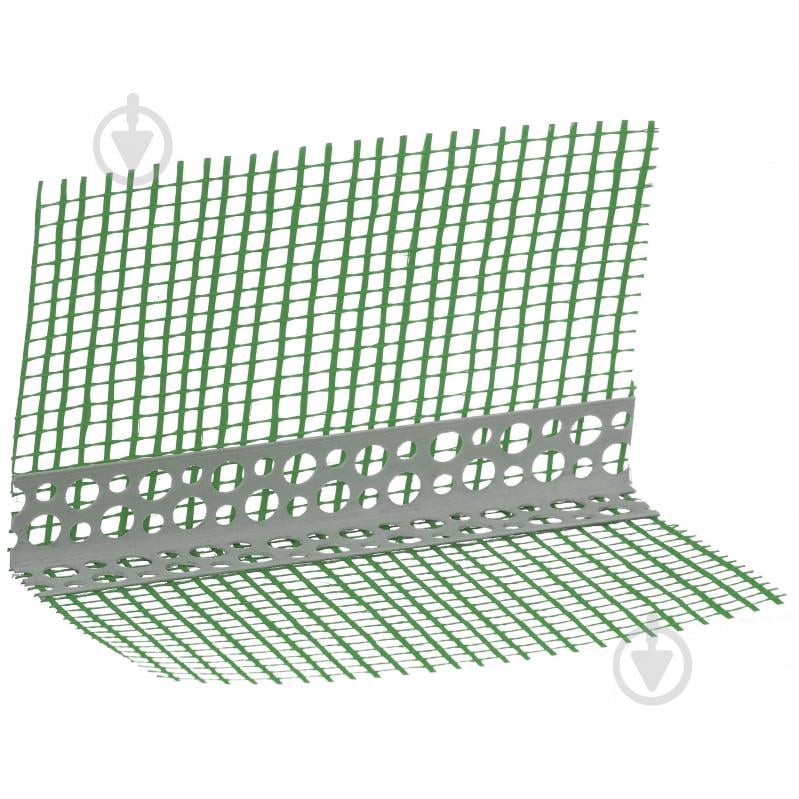 Кутник ПВХ фасадний перфорований з сіткою ШТУКАТУР 100х100 мм 2,5 м 160г/м2 - фото 1