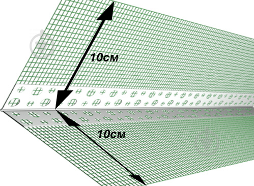 Кутник ПВХ фасадний перфорований з сіткою ШТУКАТУР 100х100 мм 2,5 м 160г/м2 - фото 3