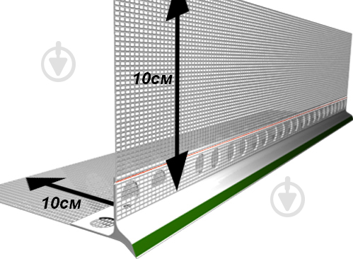 Кутник ПВХ крапельний з сіткою ШТУКАТУР 32x26 мм 2,5 м - фото 2