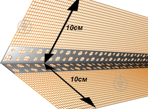 Кутник перфорований алюмінієвий ШТУКАТУР з сіткою 100х100 мм 2,5 м - фото 4