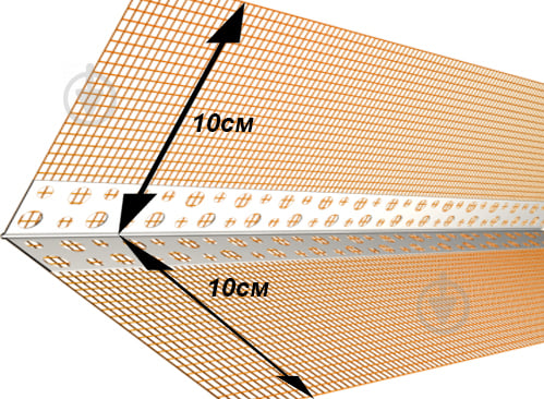 Кутник ПВХ фасадний перфорований з сіткою ШТУКАТУР 100х100 мм 3,0 м - фото 3
