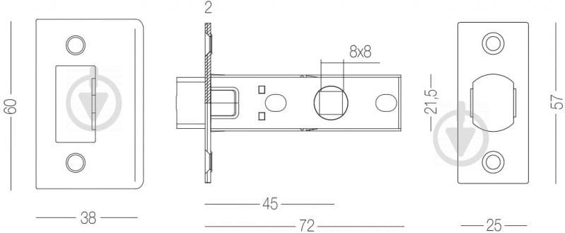 Защелка дверная MVM P-100 матовый антрацит - фото 3