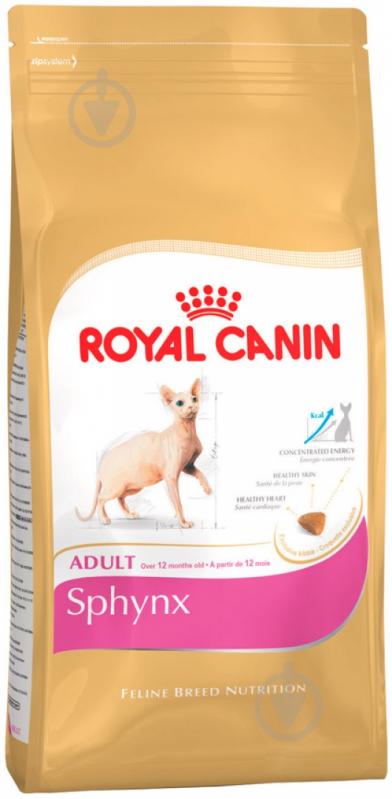 Корм сухий для дорослих котів породи сфінкс Royal Canin Sphynx Adult домашня птиця, кукурудза, рис, томат 400 г - фото 8