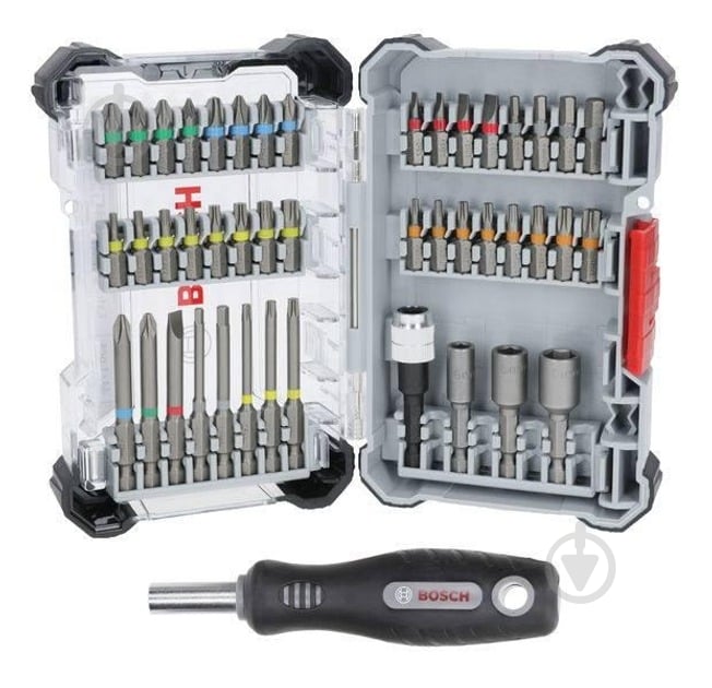 Набор бит Bosch Extra Hard с держателями и отверткой 2607017732 - фото 1 Набор бит Bosch Extra Hard с держателями и отверткой 2607017732 - фото 1