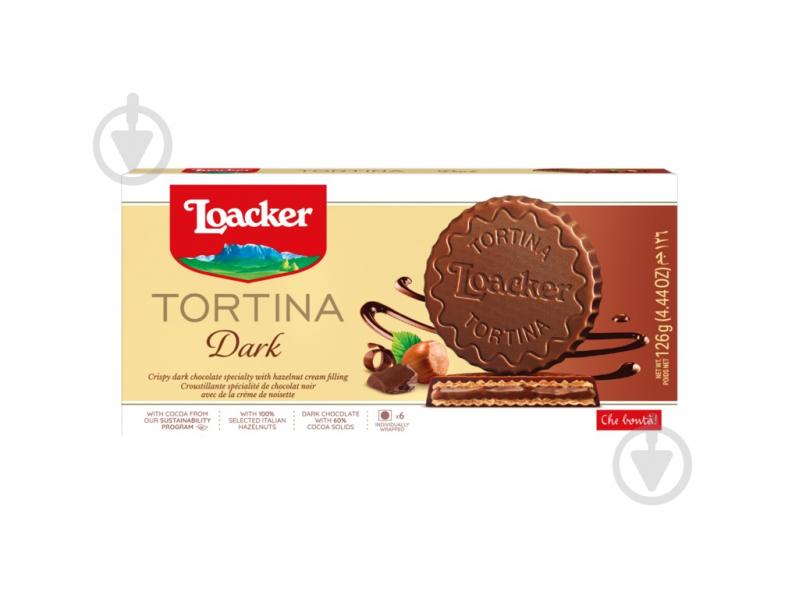 Вафли Loacker Tortina Choco Noir 125 г 8000380005598 - фото 1