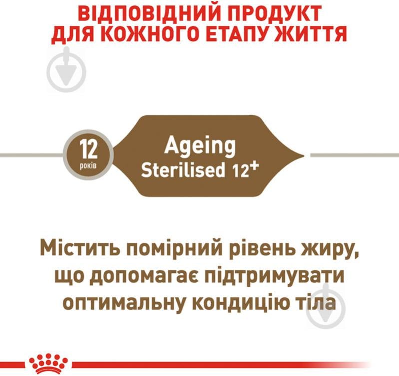 Корм сухой для стареющих стерилизованных кошек от 12 лет Royal Canin Ageing 12+ Sterilised домашняя птица, кукуруза 2 кг - фото 3