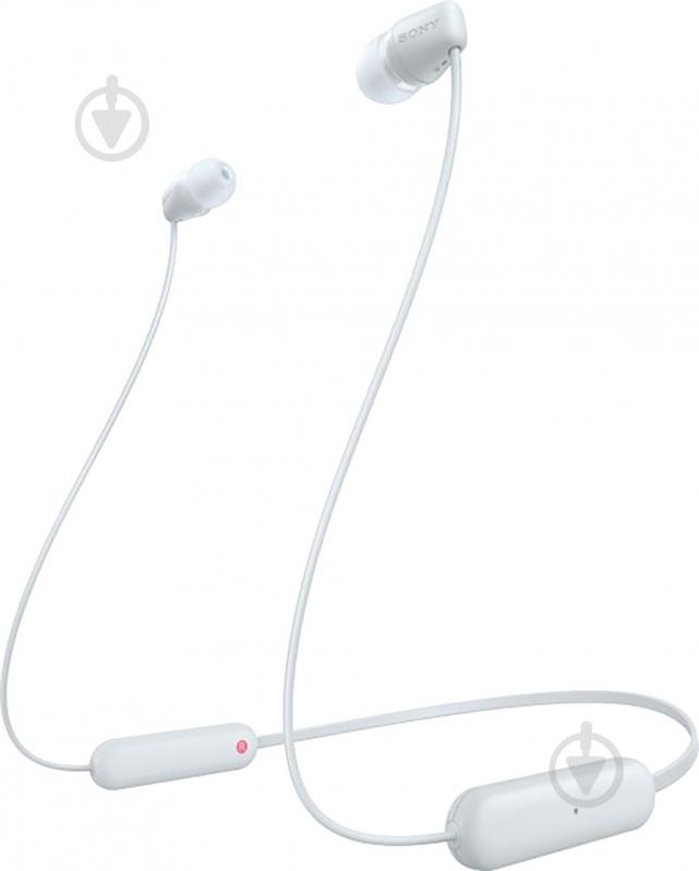 Навушники Sony WI-C100 In-ear IPX4 Wireless white (WIC100W.CE7) - фото 1