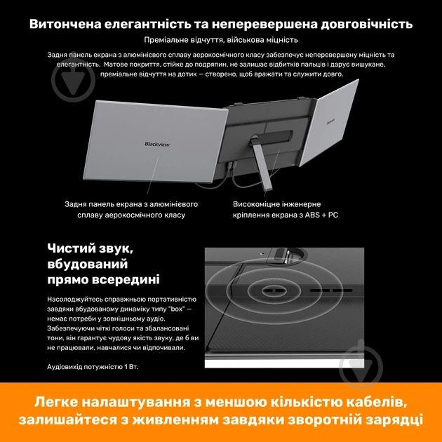 Монитор Blackview DCM8 Dual Screen Grey/Black 15,3" (BVDCM8) - фото 12