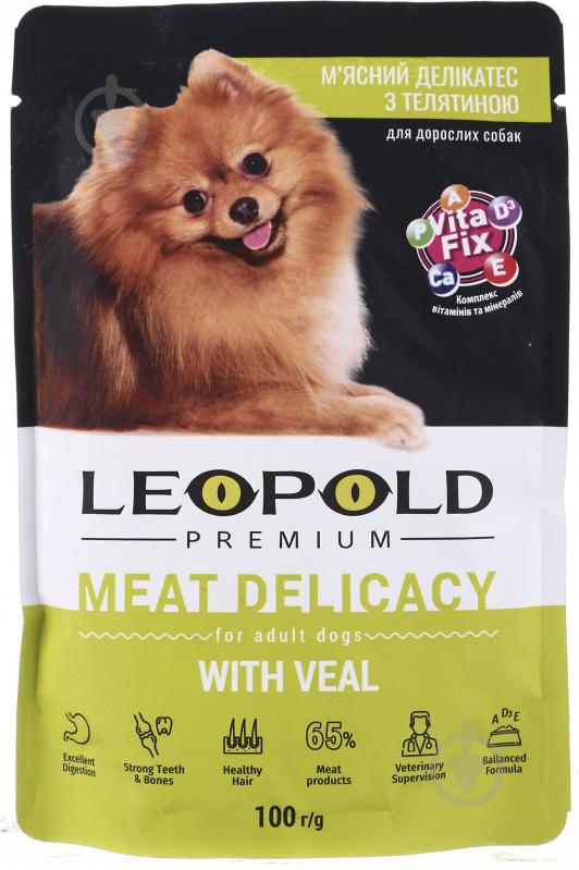 Консерва для усіх порід Леопольд Мясні делікатеси для собак з мясом телятини 100 г 100 г - фото 1