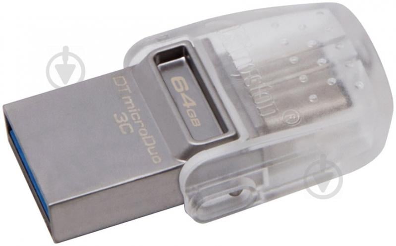 Флеш-память USB Kingston DataTraveler MicroDuo 3C 64 ГБ USB Type-CUSB 3.1 silver (DTDUO3C/64GB) - фото 4