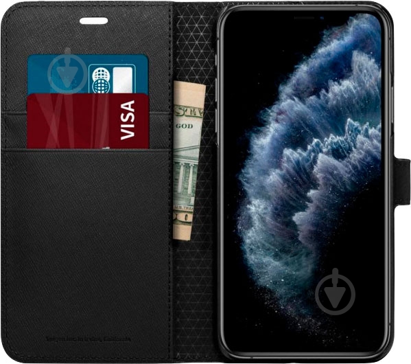 Чехол Spigen Wallet S Saffiano Black для Apple iPhone 11 Pro - фото 3