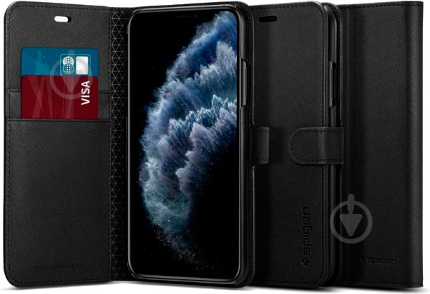 Чехол Spigen Wallet S Saffiano Black для Apple iPhone 11 Pro - фото 5